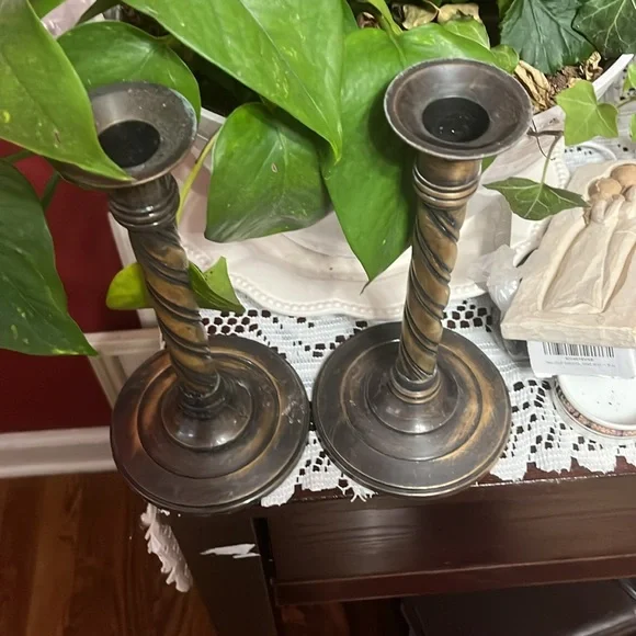 Vintage Brass Candlesticks -, Solid Brass Candle Holder - Picture 2 of 7